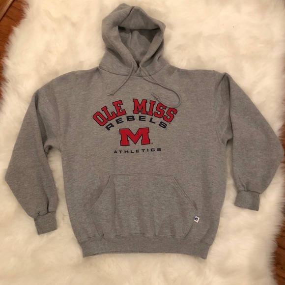 Russell Athletic Tops - Ole Miss Rare Gray Drawstring Hoodie Sweatshirt